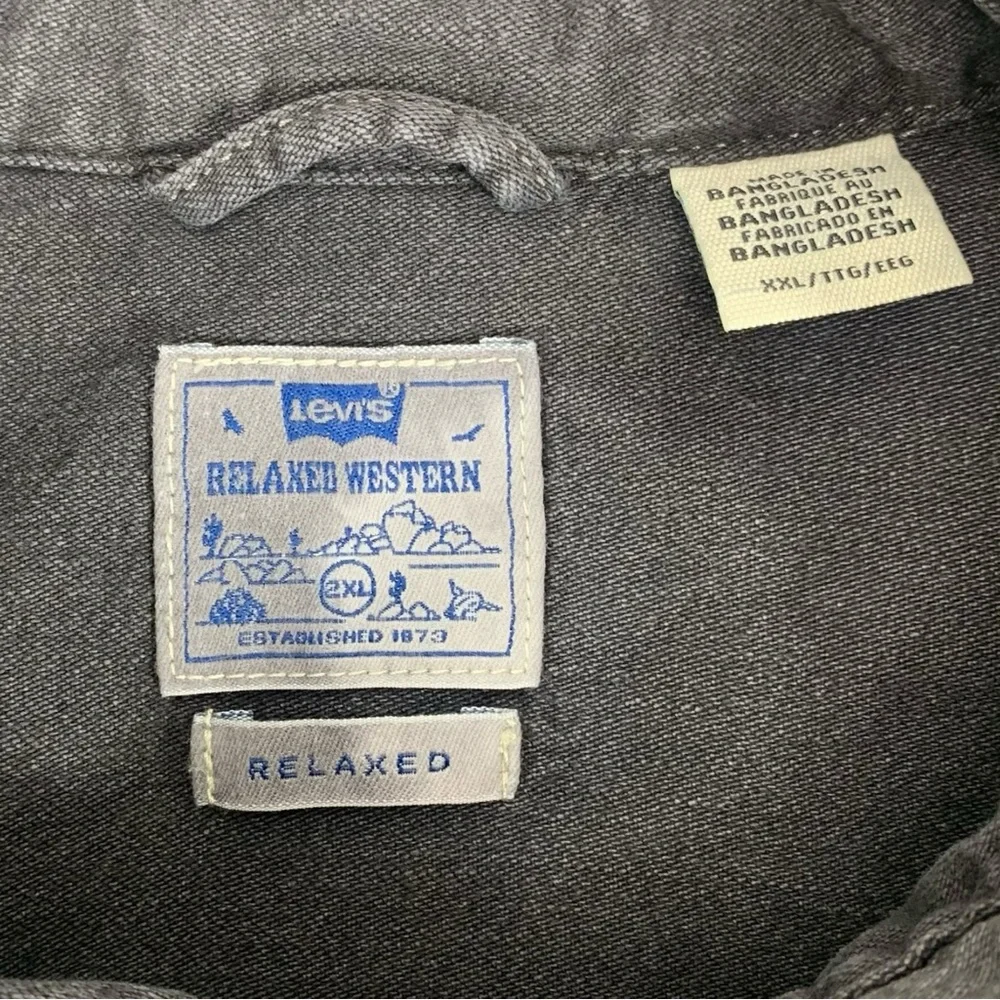 Levi’s‎ Men’s XXL Black Relaxed Western Shirt Distressed Fade Cotton